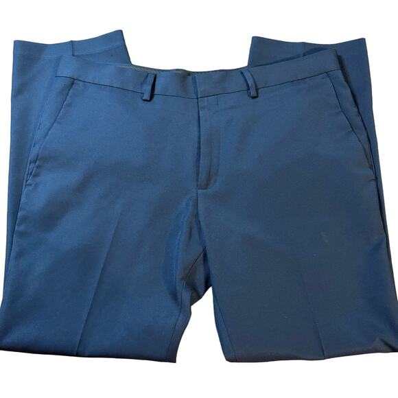 Kenneth Cole Reaction Men's Blue Flat-Front Straight Leg Dress Pants Size 36x30 - Picture 1 of 9